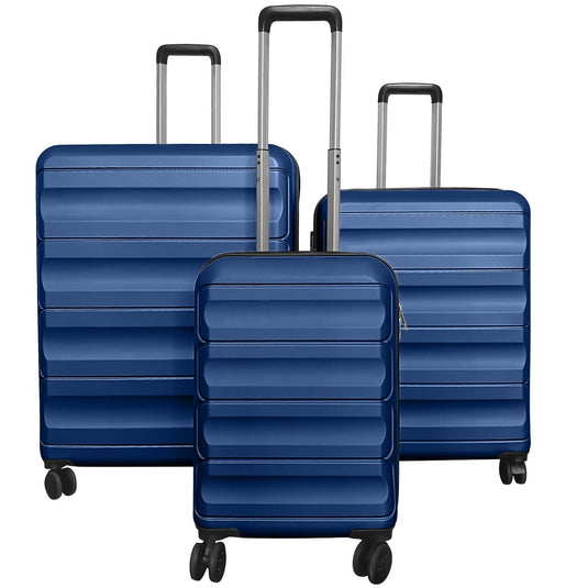 Goplus 20/24/28 Inch Lightweight Hardshell Suitcases with 360° Spinner Wheels(3 Piece Wide Cross Stripe)