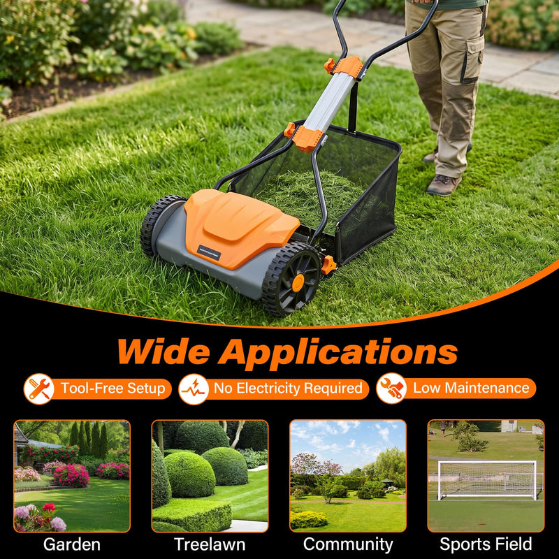 Load image into Gallery viewer, Goplus 16 Inch 5-Blade Push Reel Lawn Mower | Walk-Behind Manual Cordless Grass Cutter
