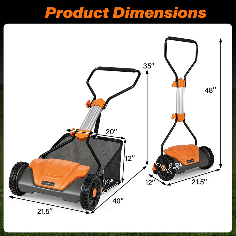 Load image into Gallery viewer, Goplus 16 Inch 5-Blade Push Reel Lawn Mower | Walk-Behind Manual Cordless Grass Cutter

