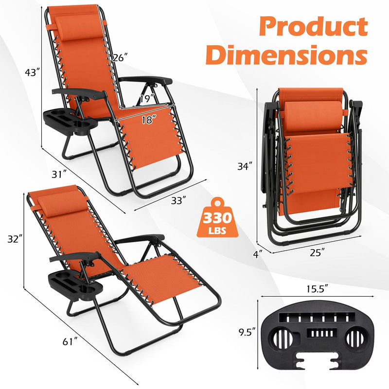Load image into Gallery viewer, Goplus Zero Gravity Chair with Adjustable Backrest &amp; Pillow, Cup Holder Tray
