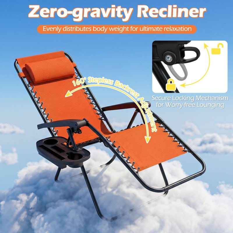 Load image into Gallery viewer, Goplus Zero Gravity Chair with Adjustable Backrest &amp; Pillow, Cup Holder Tray
