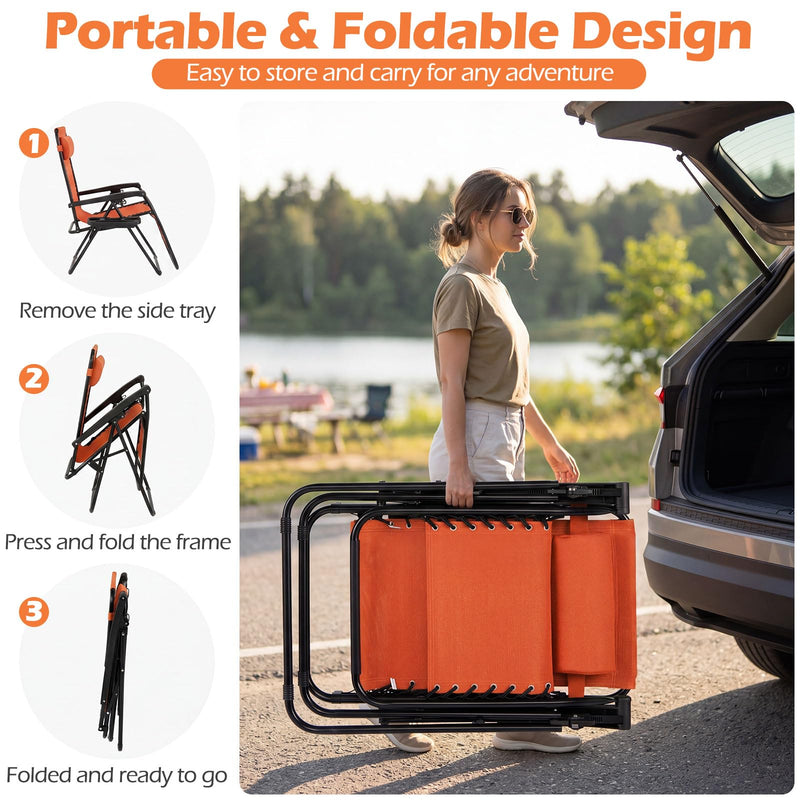 Load image into Gallery viewer, Goplus Zero Gravity Chair with Adjustable Backrest &amp; Pillow, Cup Holder Tray
