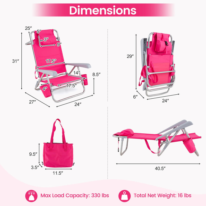 Load image into Gallery viewer, Goplus 2 Pack Beach Chair for Adults | Lightweight Folding Beach Chair with 7-Position Backrest
