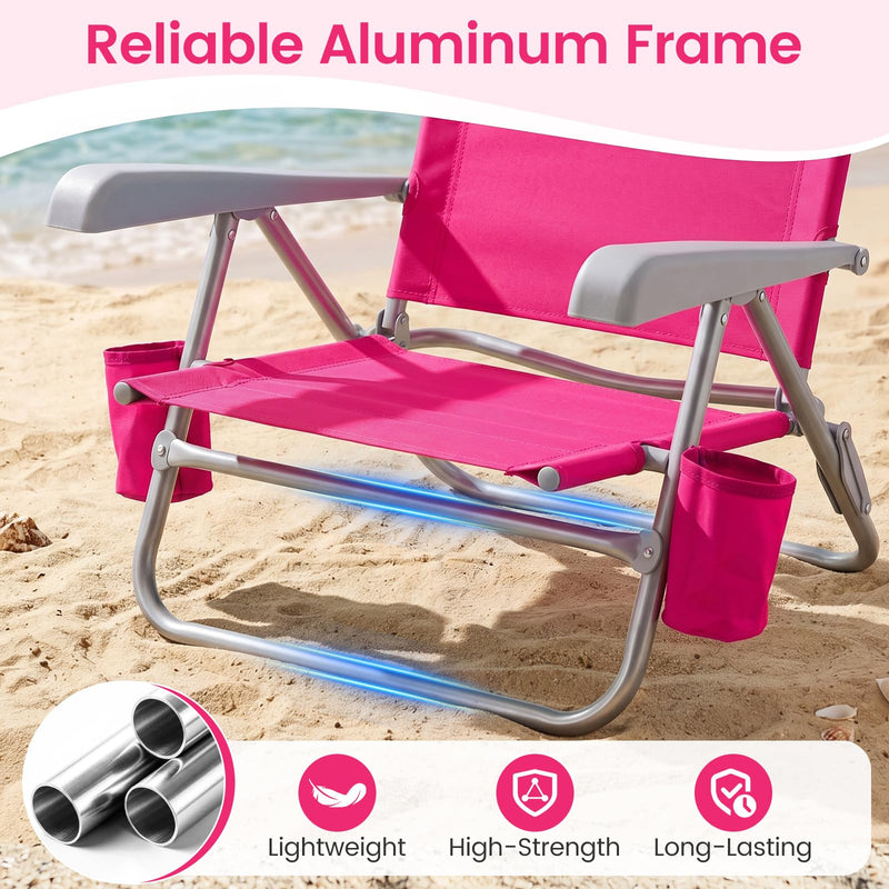 Load image into Gallery viewer, Goplus 2 Pack Beach Chair for Adults | Lightweight Folding Beach Chair with 7-Position Backrest
