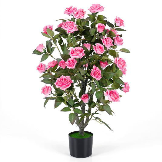 Goplus 35.5" Artificial Rose Tree with 32 Blooming Flowers | Free Maintenance