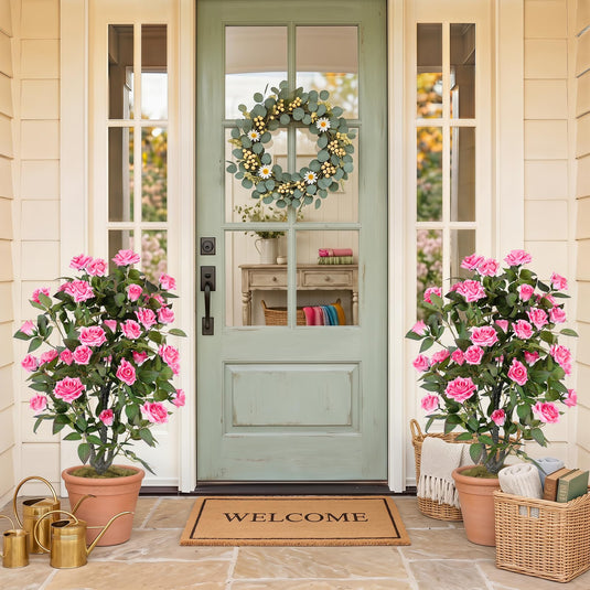 Goplus 35.5" Artificial Rose Tree with 32 Blooming Flowers | Free Maintenance