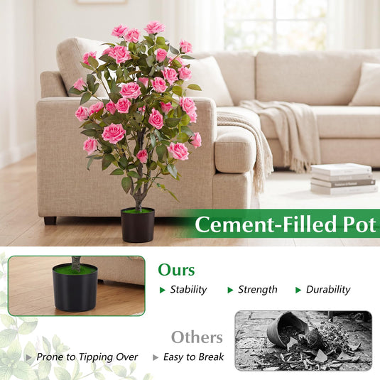 Goplus 35.5" Artificial Rose Tree with 32 Blooming Flowers | Free Maintenance