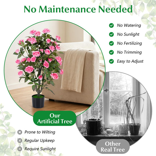 Goplus 35.5" Artificial Rose Tree with 32 Blooming Flowers | Free Maintenance