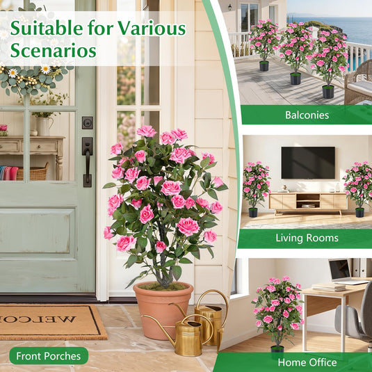 Goplus 35.5" Artificial Rose Tree with 32 Blooming Flowers | Free Maintenance