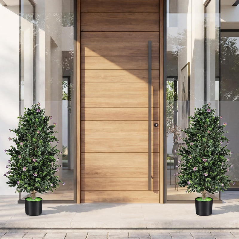 Load image into Gallery viewer, Goplus 2 Pack 36" Artificial Topiary Cone Tree w/49 Flowers
