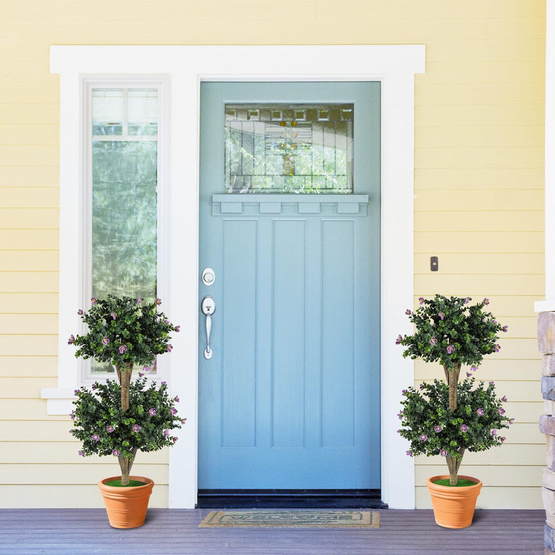 Load image into Gallery viewer, Goplus 3 FT Artificial Double Ball Boxwood Topiary Trees Set of 2 for Porch Home Decoration
