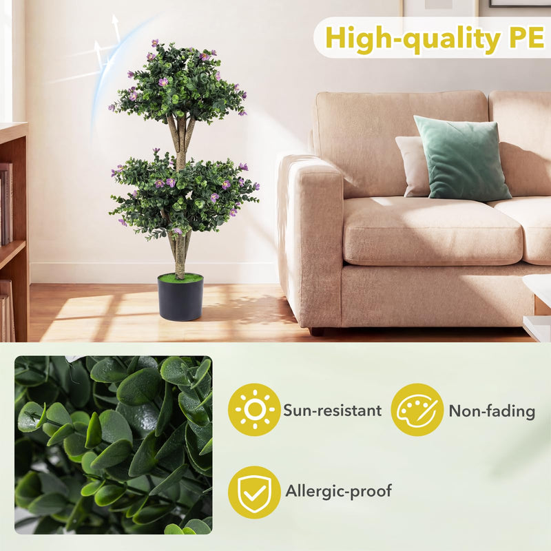 Load image into Gallery viewer, Goplus 3 FT Artificial Double Ball Boxwood Topiary Trees Set of 2 for Porch Home Decoration
