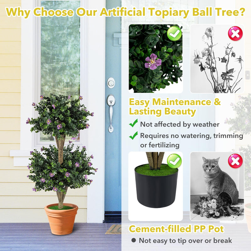 Load image into Gallery viewer, Goplus 3 FT Artificial Double Ball Boxwood Topiary Trees Set of 2 for Porch Home Decoration
