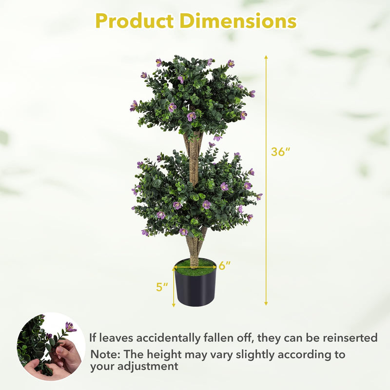 Load image into Gallery viewer, Goplus 3 FT Artificial Double Ball Boxwood Topiary Trees Set of 2 for Porch Home Decoration
