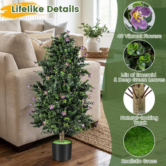 Goplus 2 Pack 36" Artificial Topiary Cone Tree w/49 Flowers