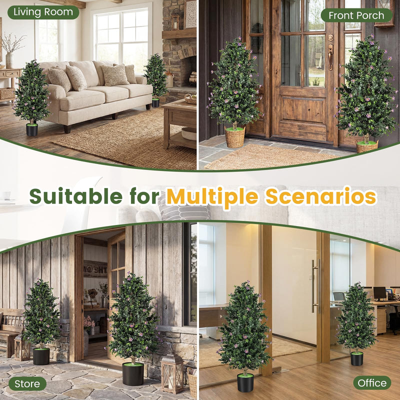 Load image into Gallery viewer, Goplus 2 Pack 36" Artificial Topiary Cone Tree w/49 Flowers
