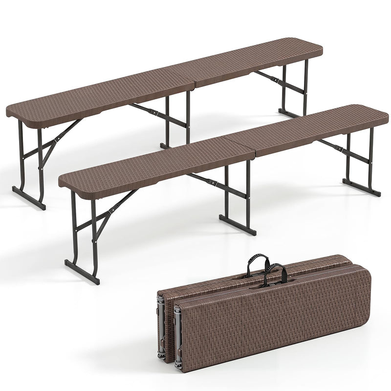 Load image into Gallery viewer, Goplus 6FT Folding Bench Plastic Portable Bench w/Carrying Handle
