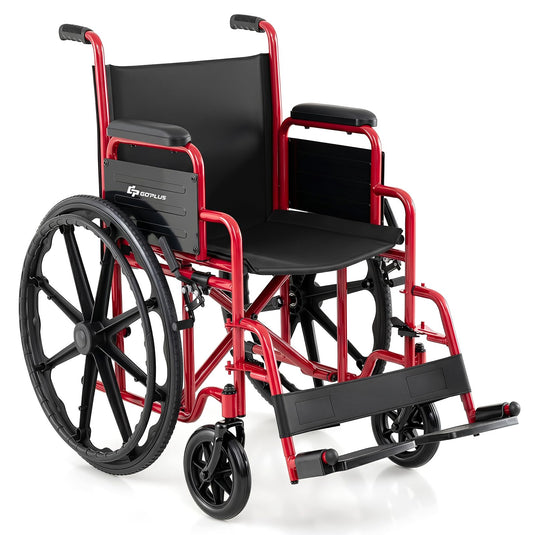 Goplus Lightweight Folding Wheelchair for Adults w/Swing-Away Footrest & Desk Arm