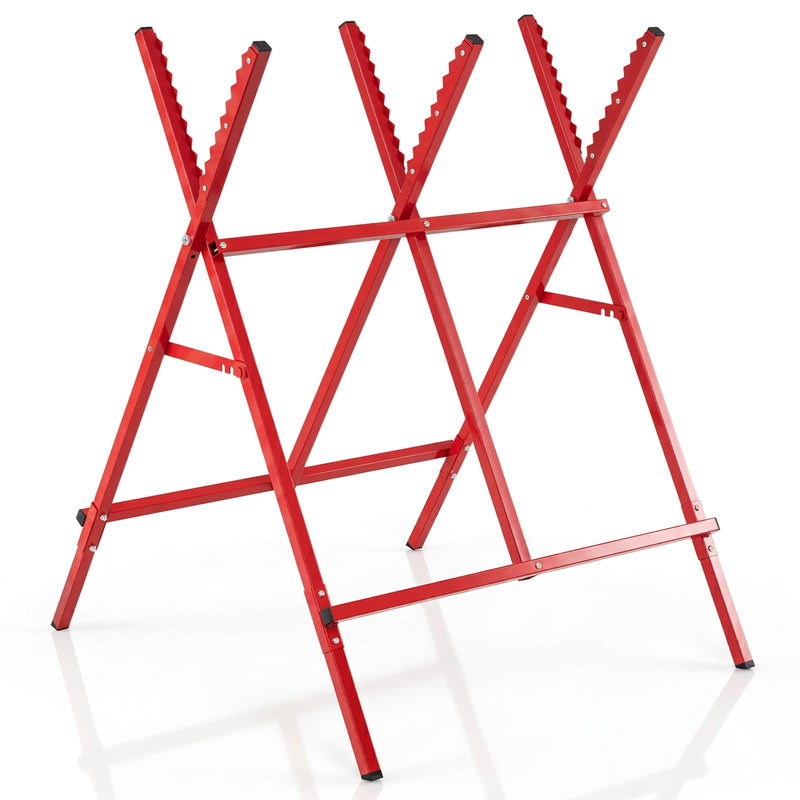 Load image into Gallery viewer, Goplus Adjustable Metal Sawbuck with Anti-Slip Sawteeth and Non-Slip Foot Pads
