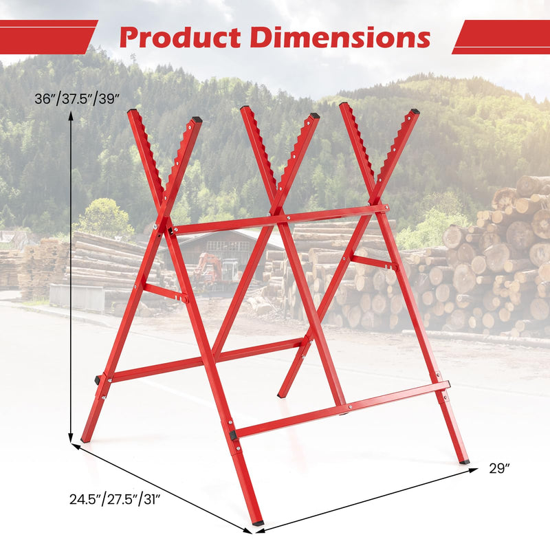 Load image into Gallery viewer, Goplus Adjustable Metal Sawbuck with Anti-Slip Sawteeth and Non-Slip Foot Pads
