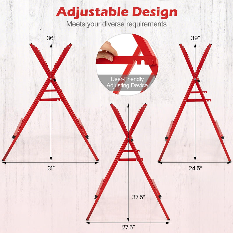 Load image into Gallery viewer, Goplus Adjustable Metal Sawbuck with Anti-Slip Sawteeth and Non-Slip Foot Pads

