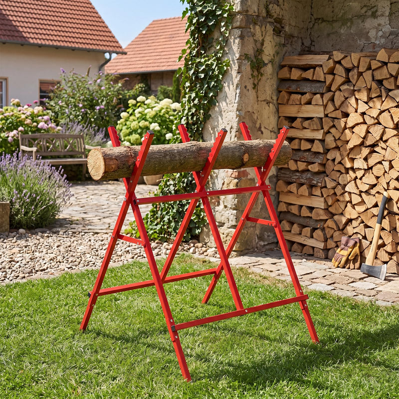 Load image into Gallery viewer, Goplus Adjustable Metal Sawbuck with Anti-Slip Sawteeth and Non-Slip Foot Pads
