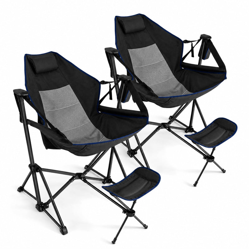 Load image into Gallery viewer, Goplus Portable Folding Camping Reclining Chair with Footrest and Adjustable Backrest
