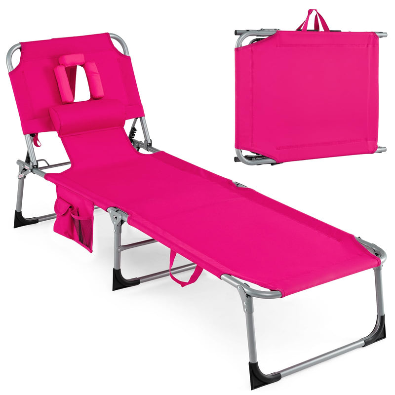 Load image into Gallery viewer, Folding Beach Lounge Chair w/ 4-Position Adjustable Backrest
