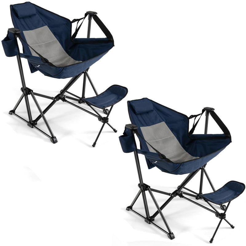 Load image into Gallery viewer, Goplus Portable Folding Camping Reclining Chair with Footrest and Adjustable Backrest

