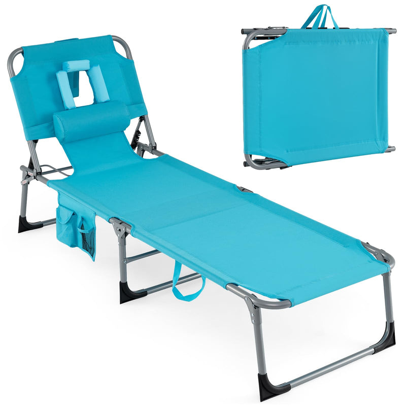 Load image into Gallery viewer, Folding Beach Lounge Chair w/ 4-Position Adjustable Backrest
