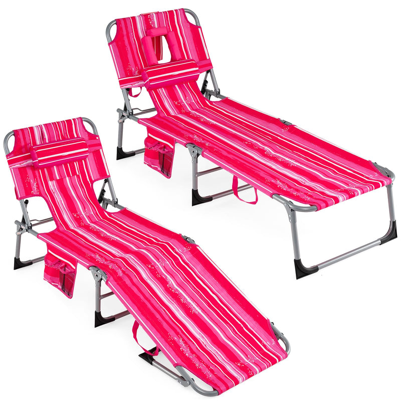 Load image into Gallery viewer, Folding Beach Lounge Chair w/ 4-Position Adjustable Backrest
