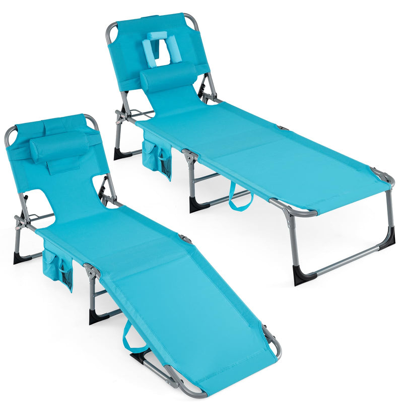 Load image into Gallery viewer, Folding Beach Lounge Chair w/ 4-Position Adjustable Backrest
