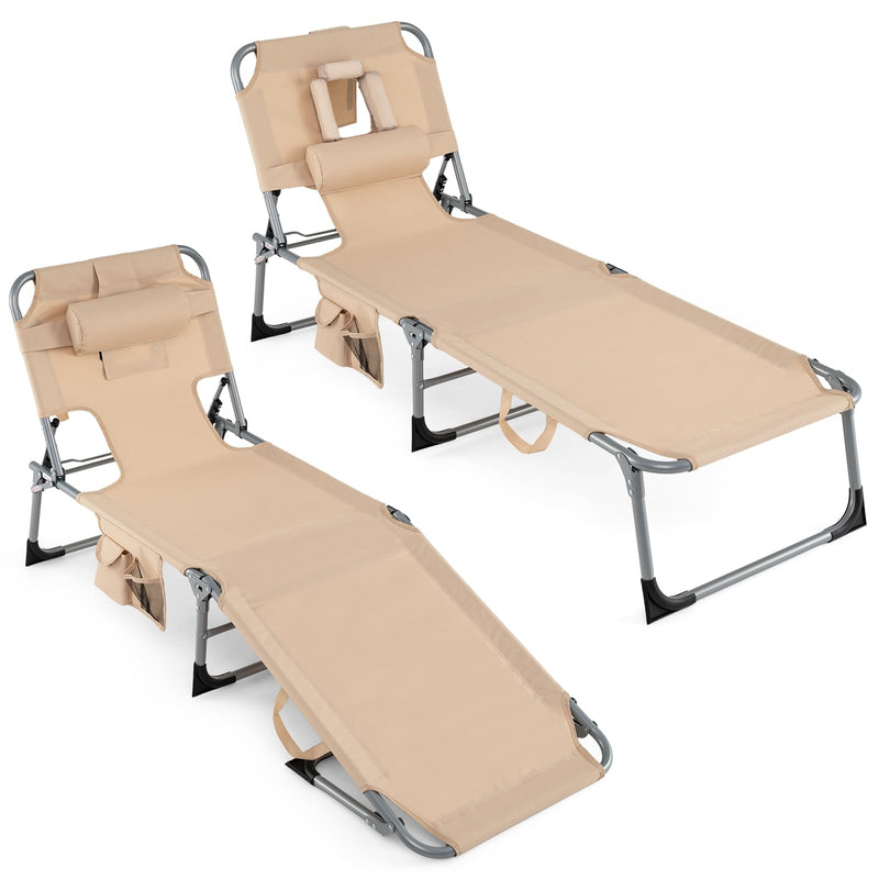 Load image into Gallery viewer, Folding Beach Lounge Chair w/ 4-Position Adjustable Backrest
