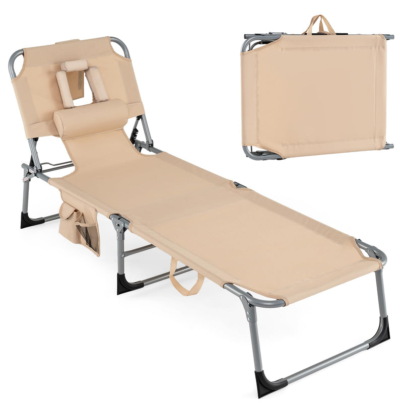 Load image into Gallery viewer, Folding Beach Lounge Chair w/ 4-Position Adjustable Backrest
