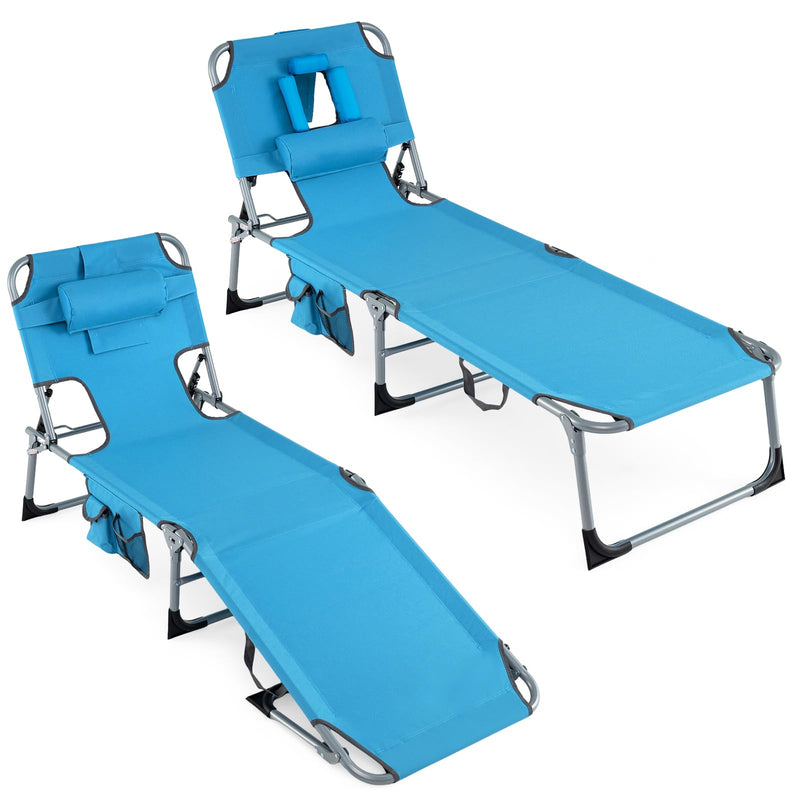 Load image into Gallery viewer, Folding Beach Lounge Chair w/ 4-Position Adjustable Backrest
