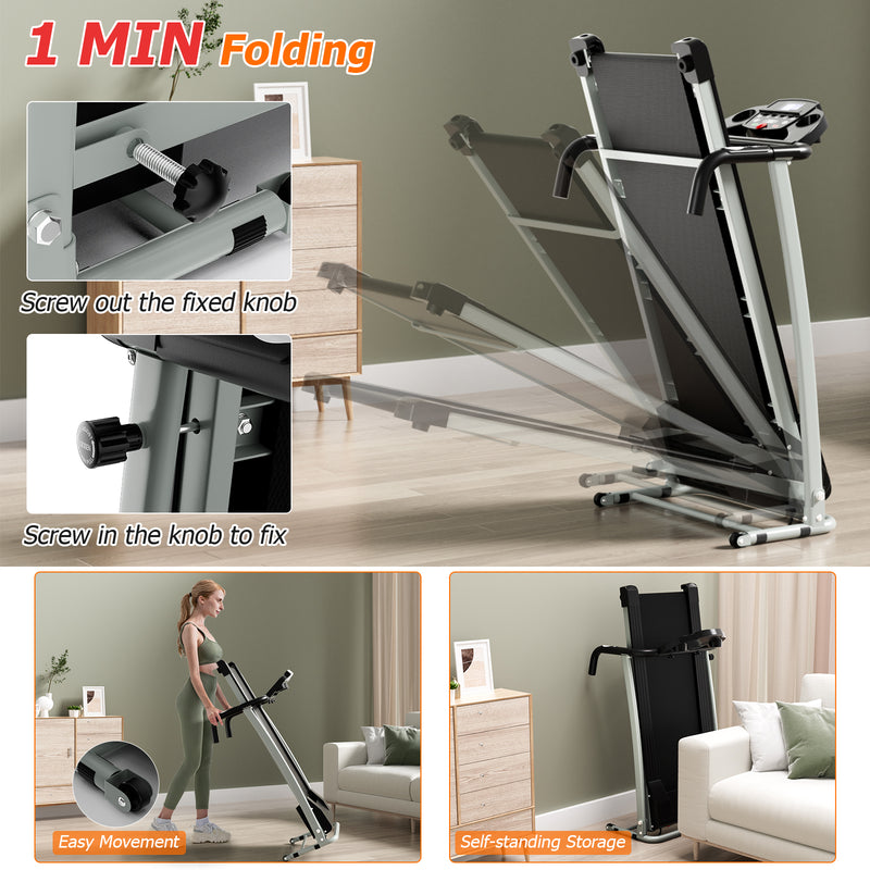 Load image into Gallery viewer, Folding Treadmill, Electric Running Machine with LED Display and Mobile Phone Holder
