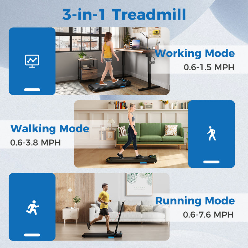 Load image into Gallery viewer, Goplus 3 in 1 Folding Treadmill, 2.5HP 340 LBS Capacity Walking Pad with Handle Bar

