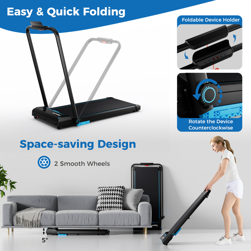 Load image into Gallery viewer, Goplus 3 in 1 Folding Treadmill, 2.5HP 340 LBS Capacity Walking Pad with Handle Bar
