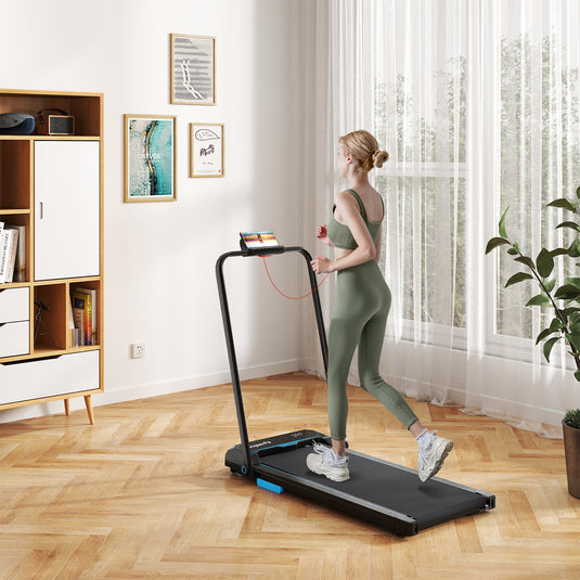 Goplus 3 in 1 Folding Treadmill, 2.5HP 340 LBS Capacity Walking Pad with Handle Bar