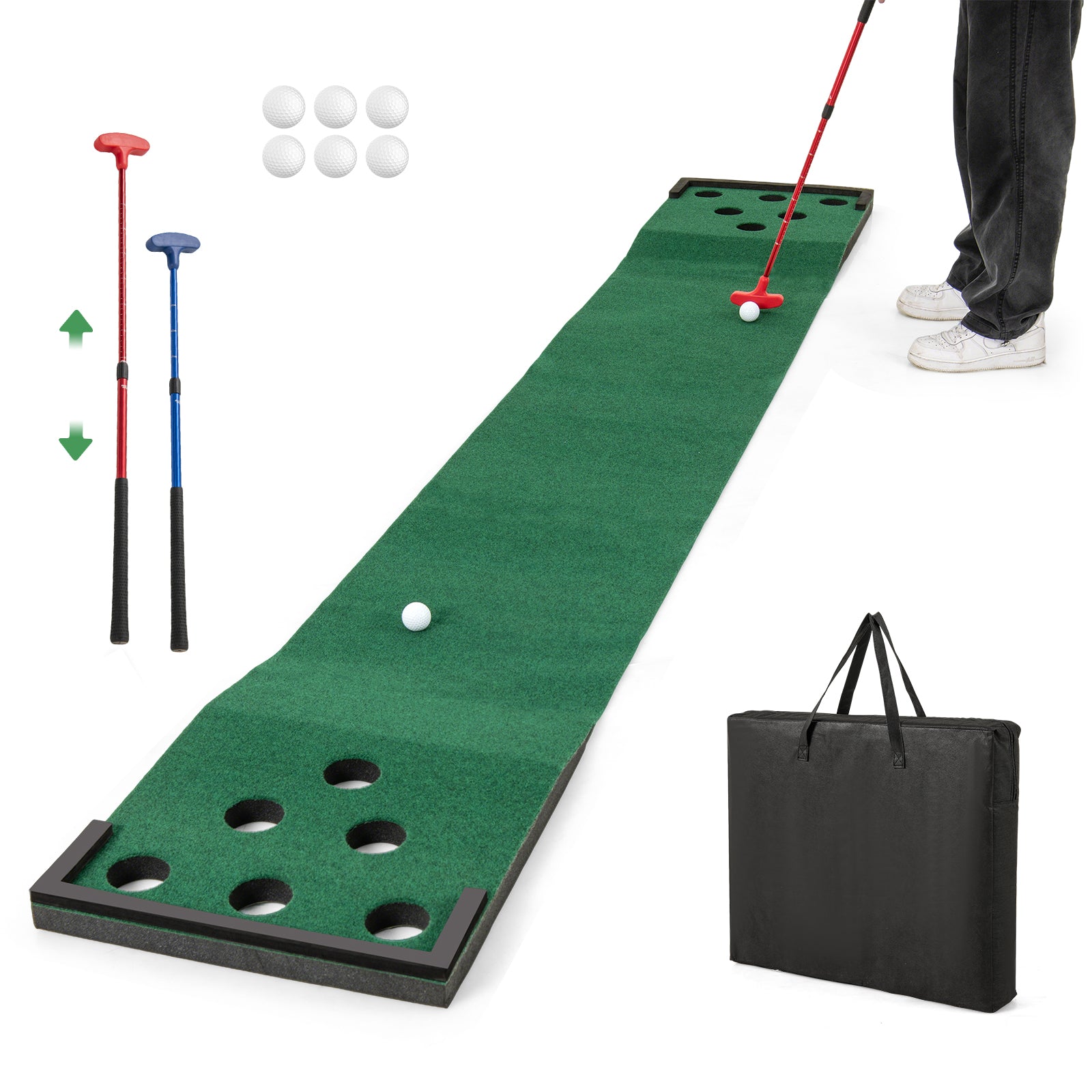 Goplus Portable Golf Putting Mat with 2 Adjustable Putters – Goplusus.com
