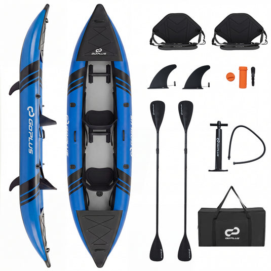 Goplus 12.5 ft Inflatable Kayak – 2-Person Canoe with 507 lbs Capacity for Fishing, Camping &Exploring
