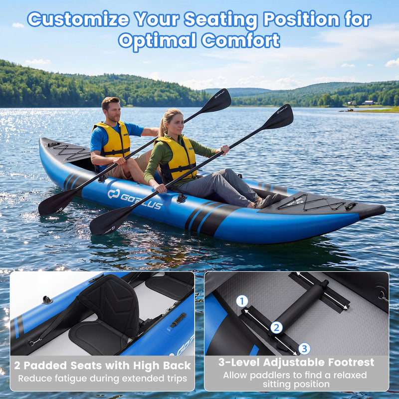 Load image into Gallery viewer, Goplus 12.5 ft Inflatable Kayak – 2-Person Canoe with 507 lbs Capacity for Fishing, Camping &amp;Exploring
