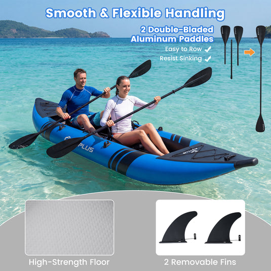 Goplus 12.5 ft Inflatable Kayak – 2-Person Canoe with 507 lbs Capacity for Fishing, Camping &Exploring