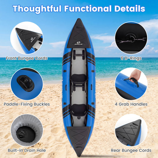 Goplus 12.5 ft Inflatable Kayak – 2-Person Canoe with 507 lbs Capacity for Fishing, Camping &Exploring