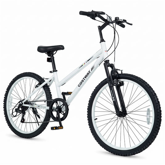 Goplus 20/24 Inch Kids Mountain Bike | 7 Speed Bicycle w/Suspension Fork