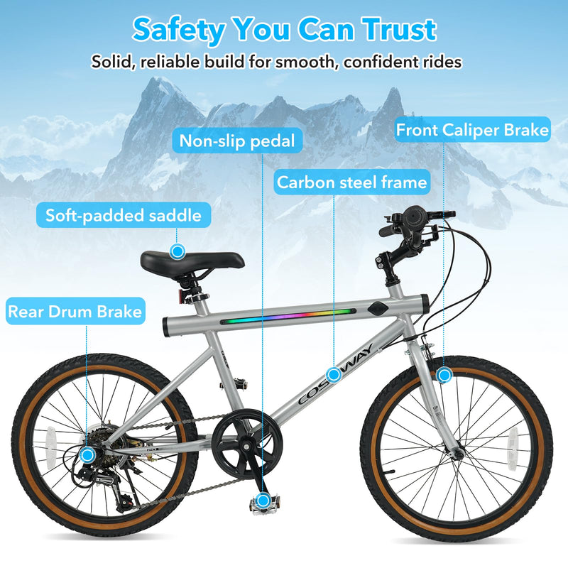 Load image into Gallery viewer, Goplus 20 Inch LED-lit Cycling Bike with 2 Speakers and Ambient Lights for Men and Women
