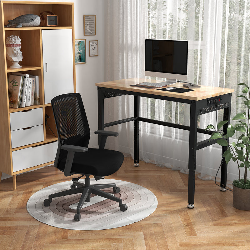 Load image into Gallery viewer, 48&quot; Adjustable Workbench, Oak Wood Top Heavy-Duty Work Table Workstation with Non-Slipping Pads &amp; Adjustable Height
