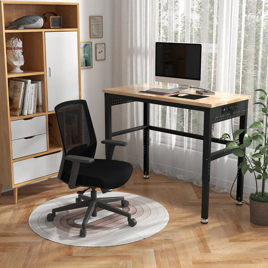 48" Adjustable Workbench, Oak Wood Top Heavy-Duty Work Table Workstation with Non-Slipping Pads & Adjustable Height