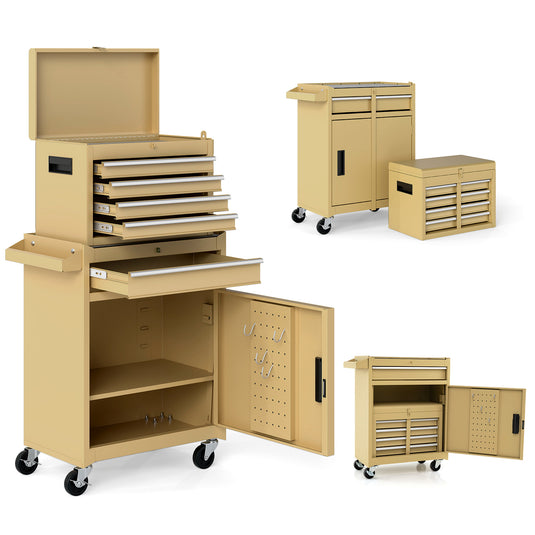 Goplus Tool Chest, 5-Drawer Rolling Tool Storage Cabinet with Detachable Top Tool Box