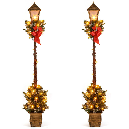 Goplus 6.1 FT Christmas Pre-lit Street Lamp | Holiday Lamp Post w/LED Lights